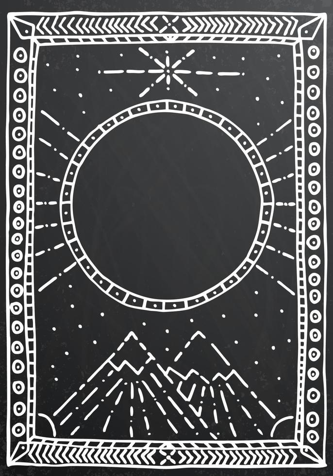 cadre blanc de contour dessiné à la main sur tableau de craie noire. vecteur