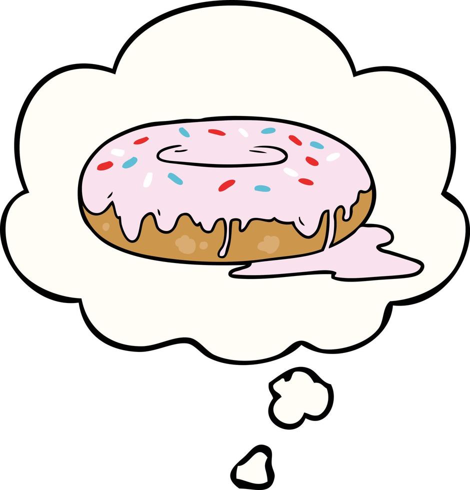 beignet de dessin animé et bulle de pensée vecteur