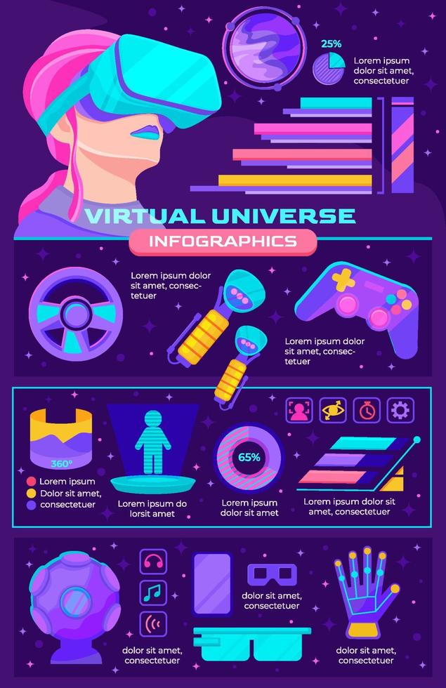 éléments infographiques de l'univers virtuel vecteur