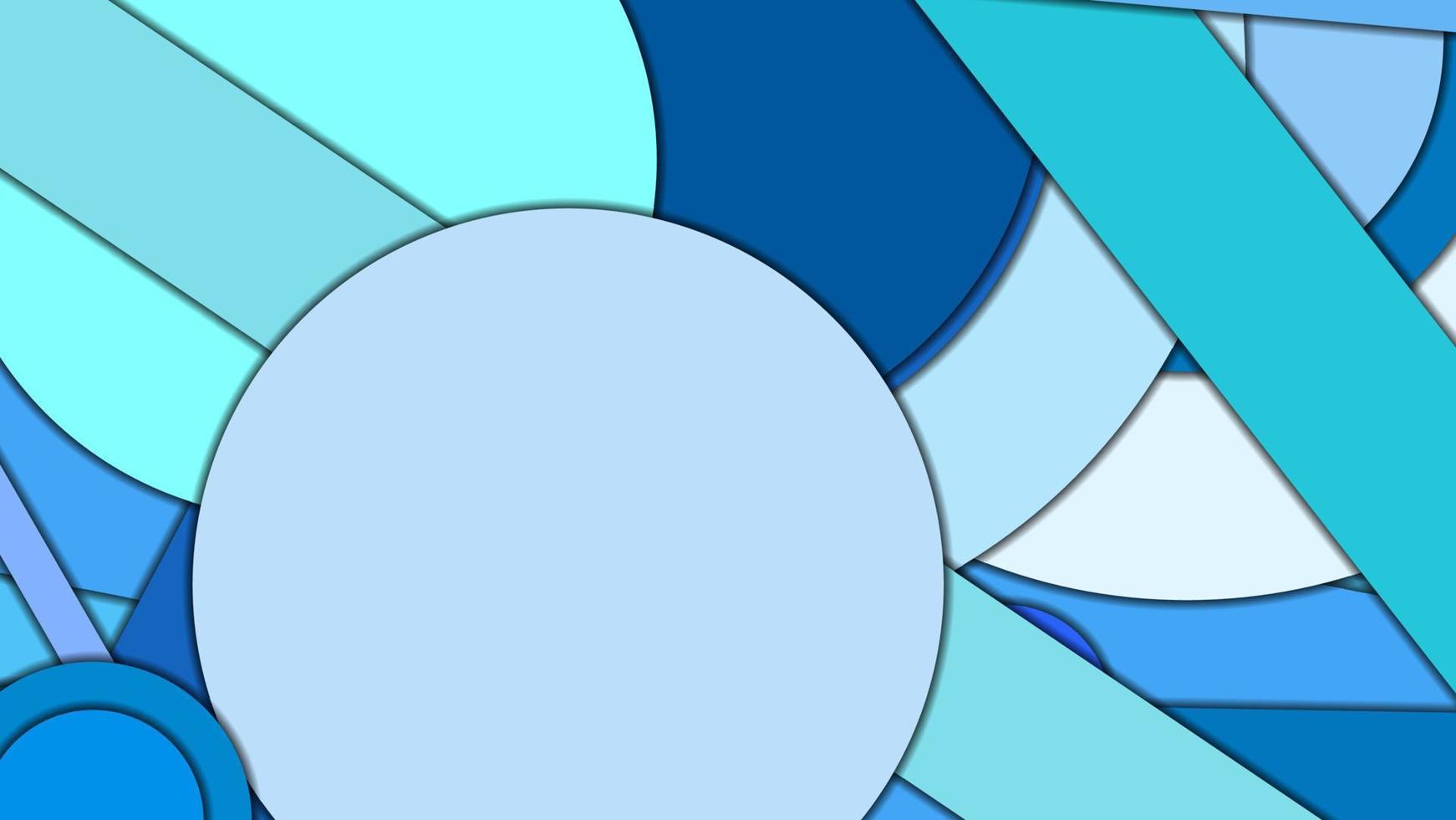 arrière-plan vectoriel géométrique abstrait dans un style de conception matérielle avec une palette harmonisée limitée, avec des cercles concentriques et des rectangles tournés avec des ombres, imitant le papier découpé.