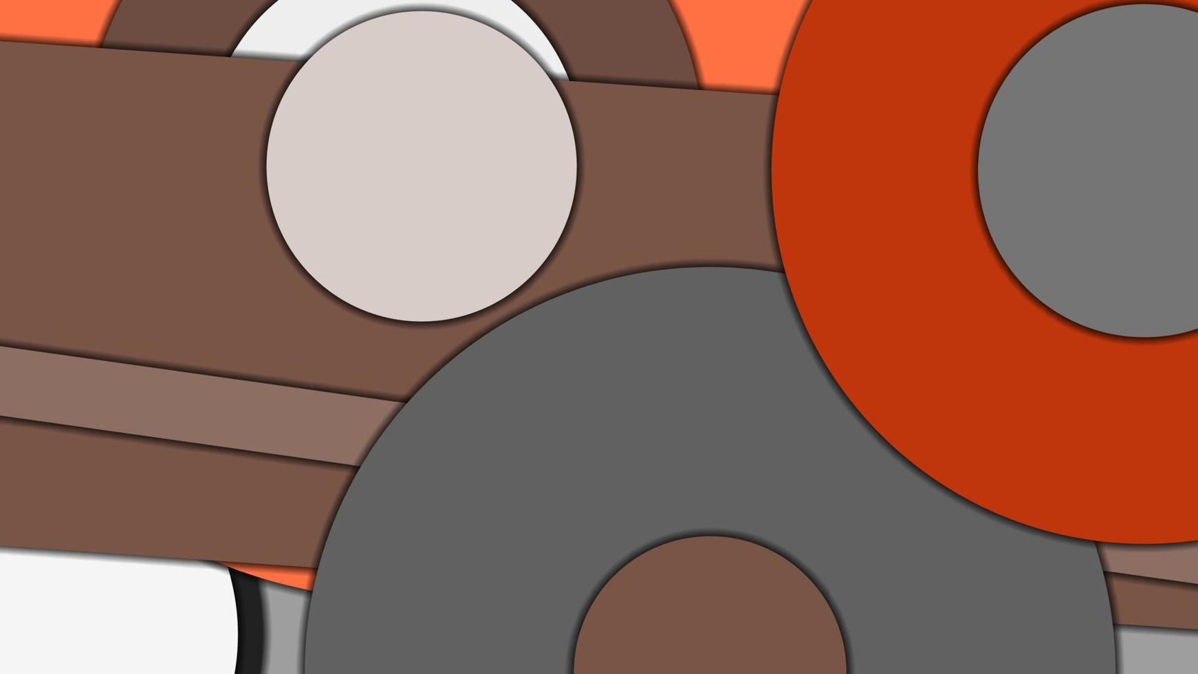 arrière-plan vectoriel géométrique abstrait dans un style de conception matérielle avec une palette harmonisée limitée, avec des cercles concentriques et des rectangles tournés avec des ombres, imitant le papier découpé.