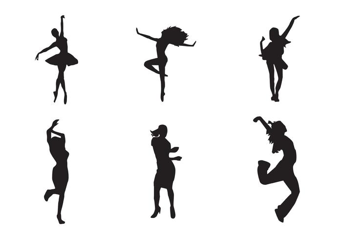 Free vector dancing girl silhouettes