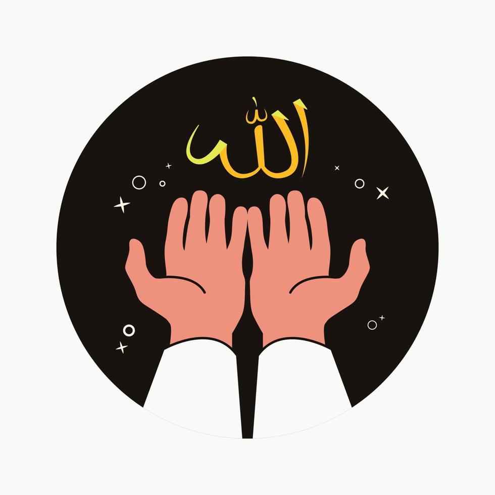 Illustration vectorielle de conception graphique de concept de prière musulmane à la main vecteur