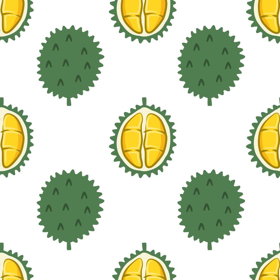 illustration vectorielle de fruits durian mignon modèle sans couture. vecteur