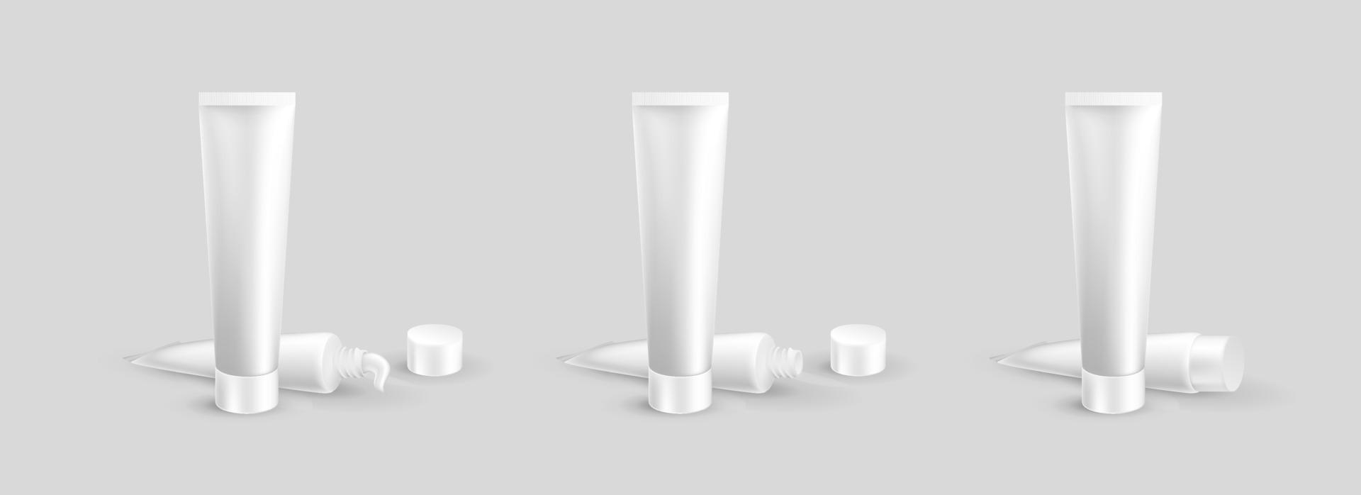 ensemble de tube de crème réaliste. modèle de maquette d'emballage pour produits cosmétiques et médicaux. illustration vectorielle vecteur