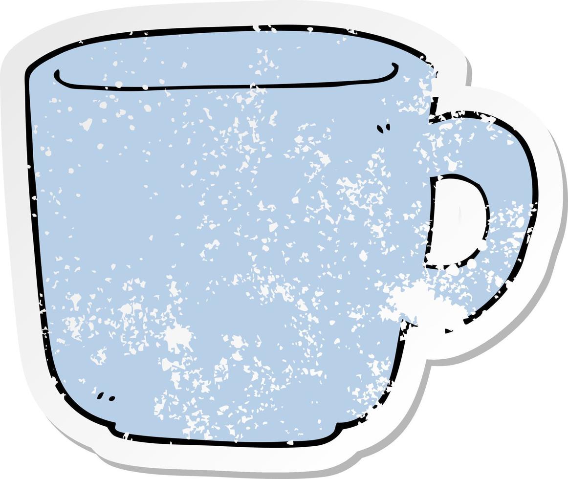 autocollant en détresse d'une tasse de café de dessin animé vecteur