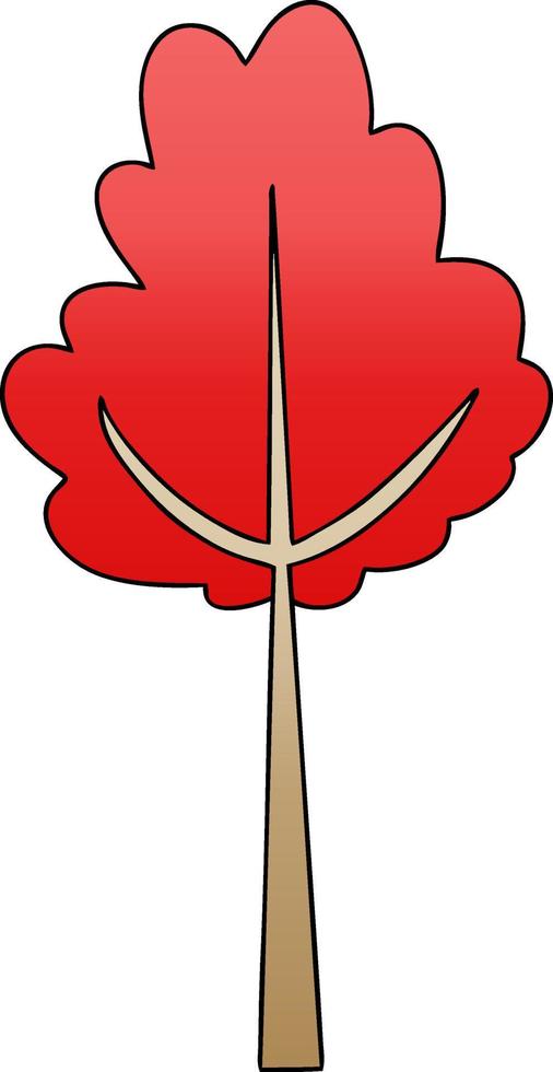 arbre de dessin animé ombragé dégradé original à l'automne vecteur