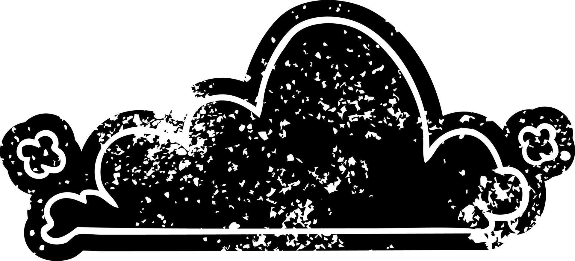 icône grunge dessin d'un nuage blanc vecteur