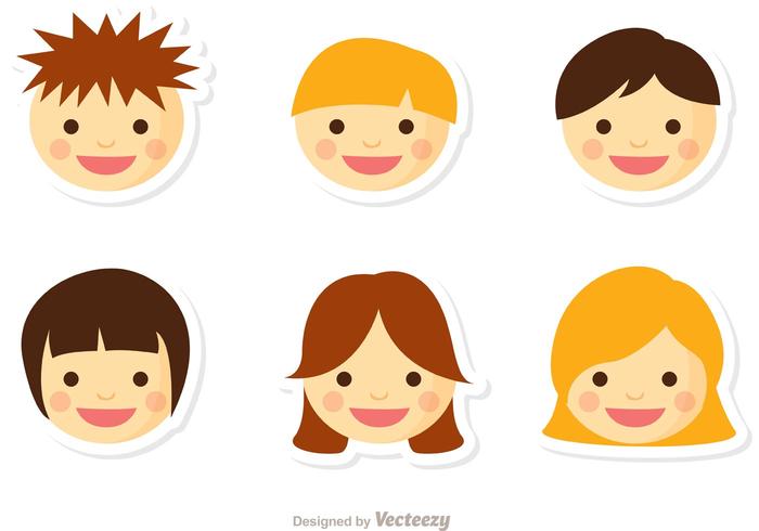 Kids face vector pack 2