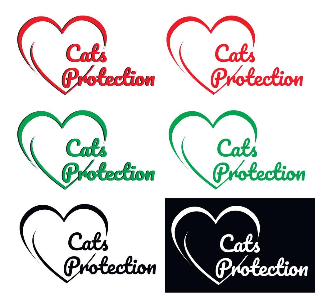 logo de protection des chats pour les organisations caritatives, les animaleries et les cliniques vétérinaires. vecteur