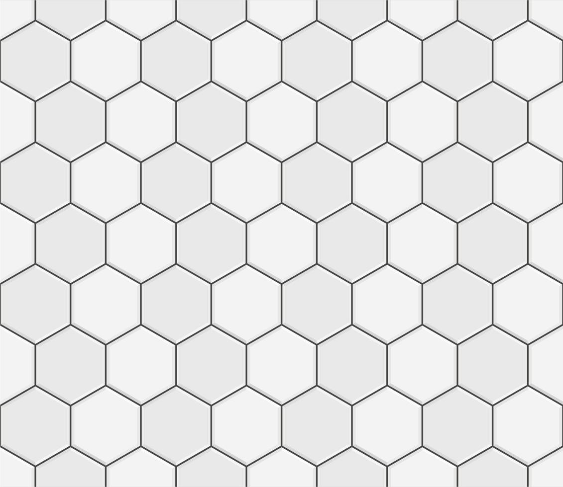 motif abstrait sans couture, sol en carreaux de céramique gris blanc. pavés hexagonaux en béton. conception de texture mosaïque géométrique pour la décoration de la salle de bain, illustration vectorielle vecteur