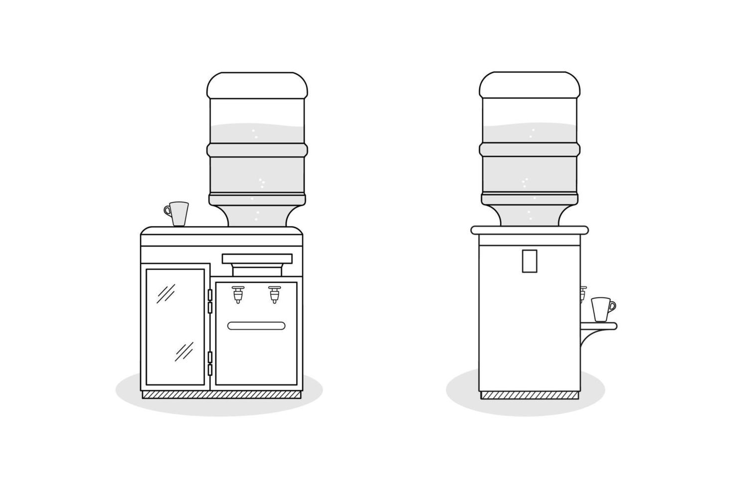 contour du refroidisseur d'eau isolé sur fond blanc, illustration vectorielle vecteur