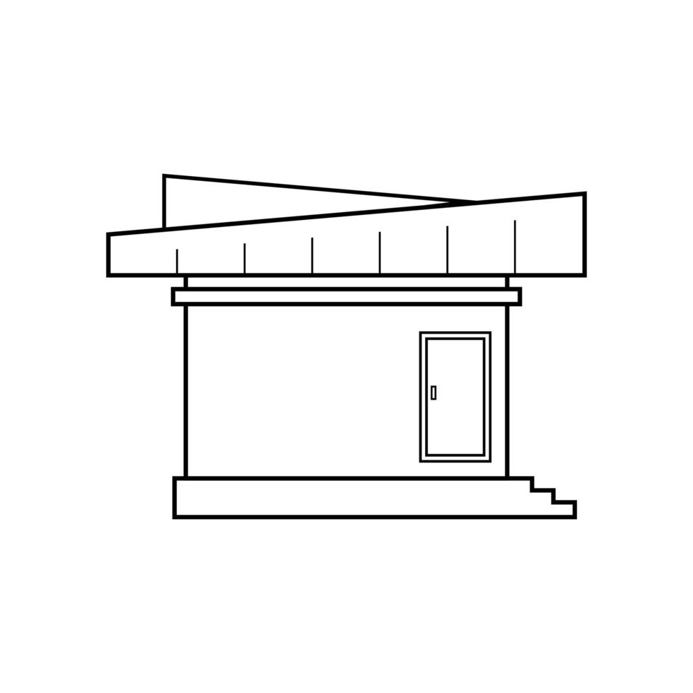 dessin de contour abstrait, entrepôt moderne avec illustration vectorielle d'escalier en béton vecteur