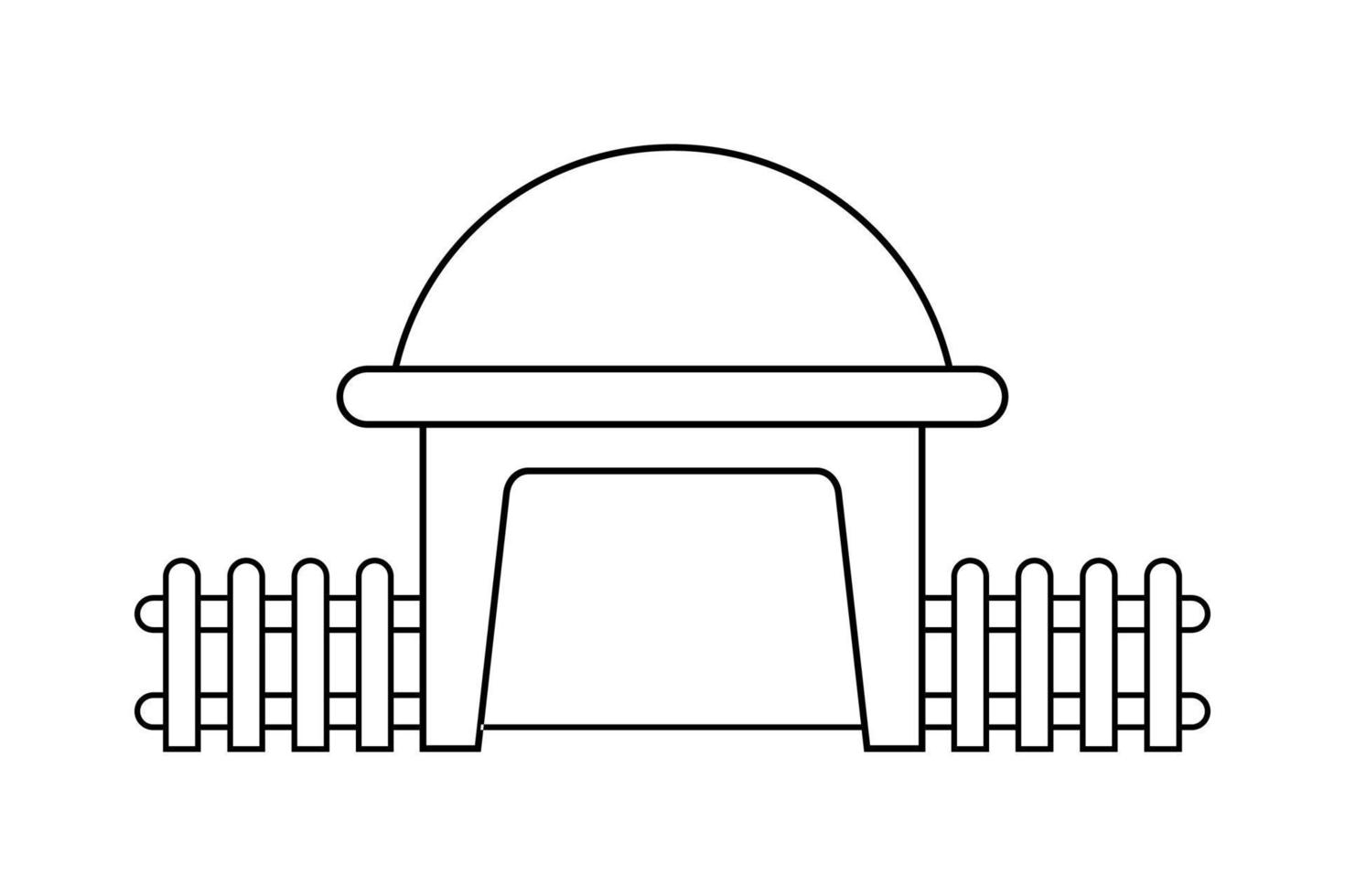 dessin de contour abstrait, maison de dôme moderne en forme d'illustration vectorielle de clôture en bois vecteur