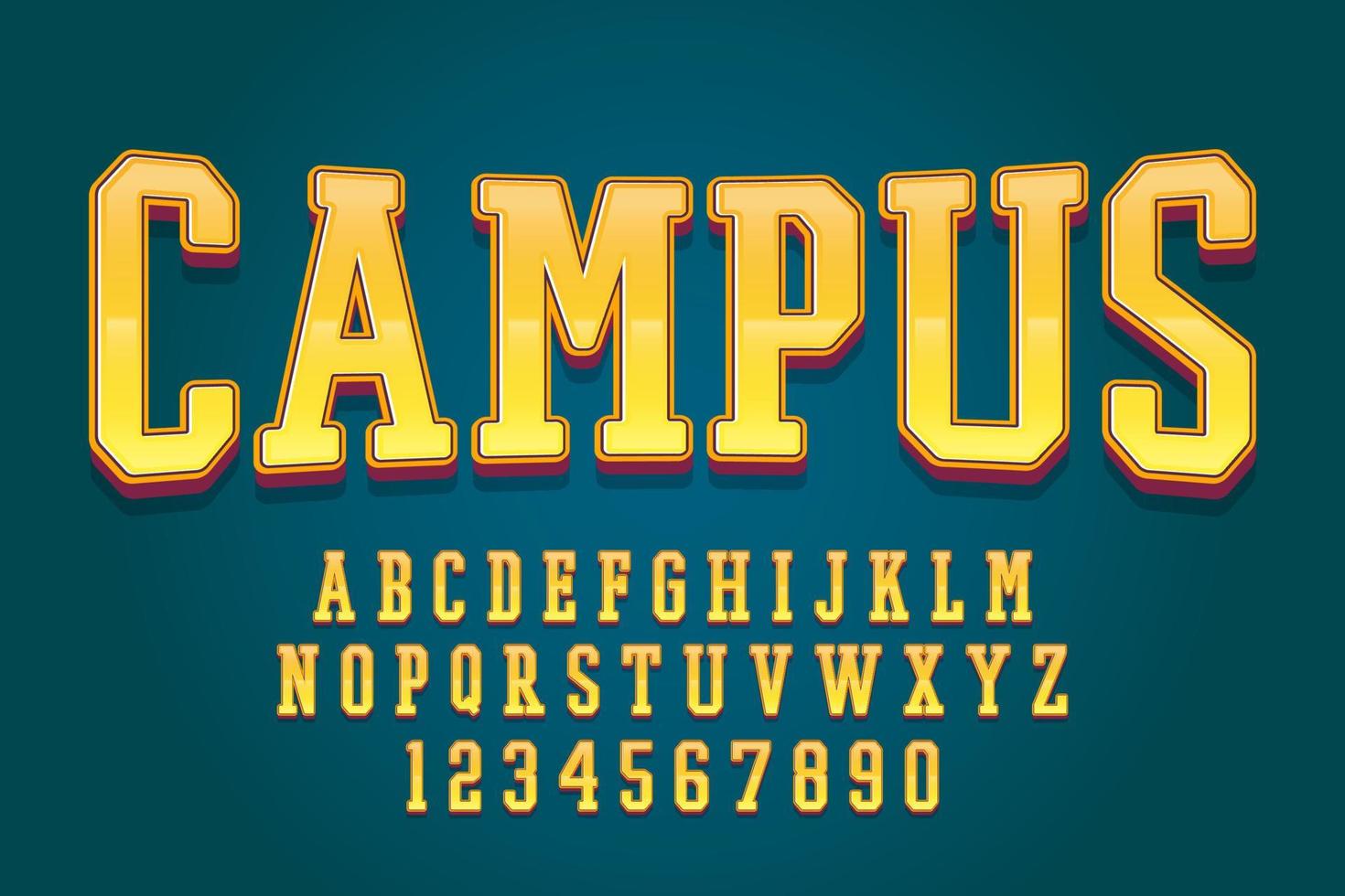 police de campus décoratif et vecteur alphabet