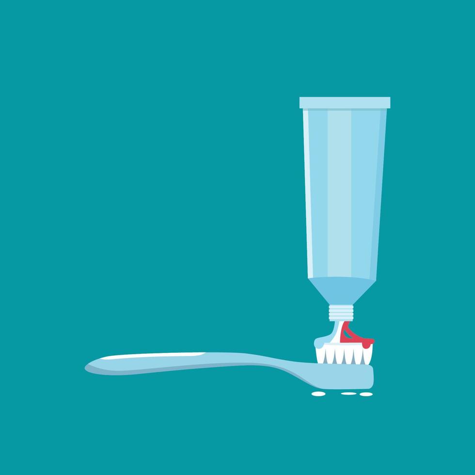style d'icône plate brosse à dents et dentifrice à grandissime isolé sur fond bleu. symbole de signe de vecteur d'éléments de salle de bain
