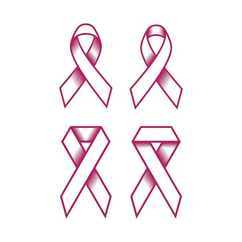 icônes de ruban rose. logo du ruban. symbole de ruban de sensibilisation. rubans de campagne contre le cancer du sein vecteur