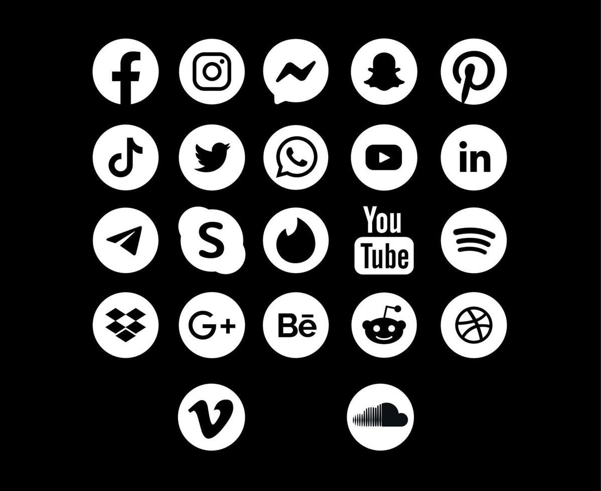 collection médias sociaux icône logo élément de conception illustration vectorielle vecteur