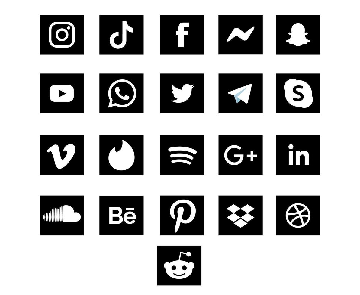 collection icône de médias sociaux symbole de conception de logo illustration vectorielle vecteur