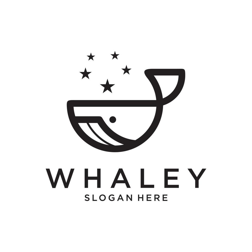 baleine avec illustration vectorielle de style ligne logo icône design. vecteur