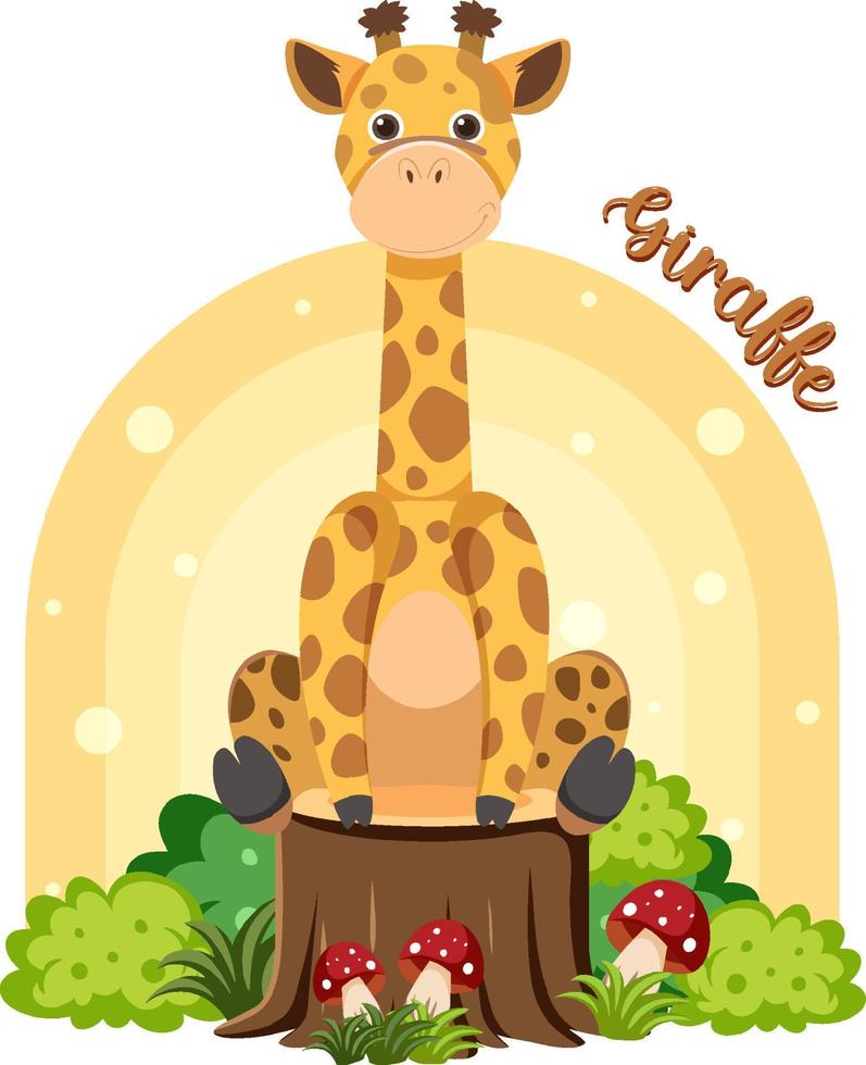 girafe mignonne dans un style plat de dessin animé vecteur