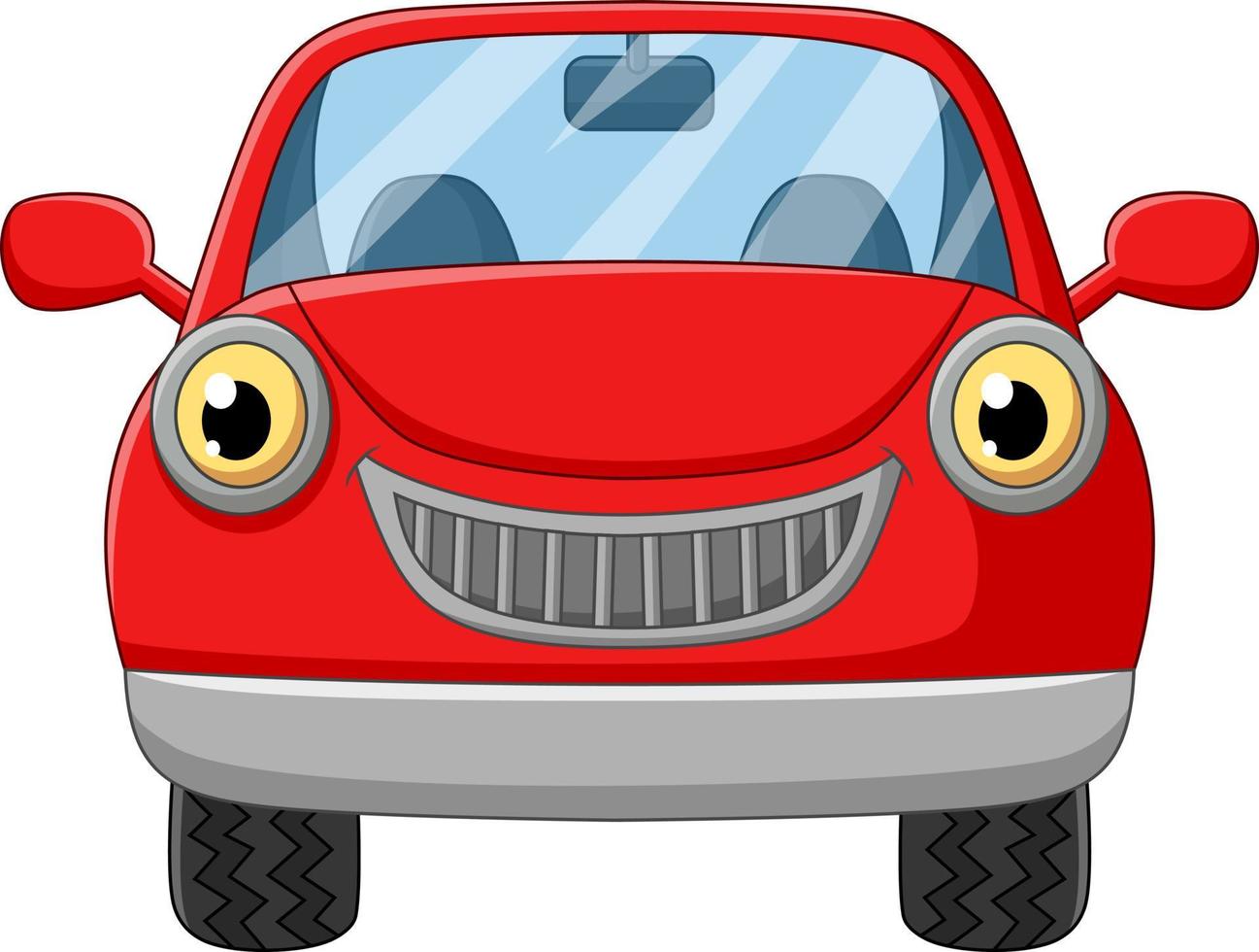 caricature de voiture rouge souriante sur fond blanc vecteur