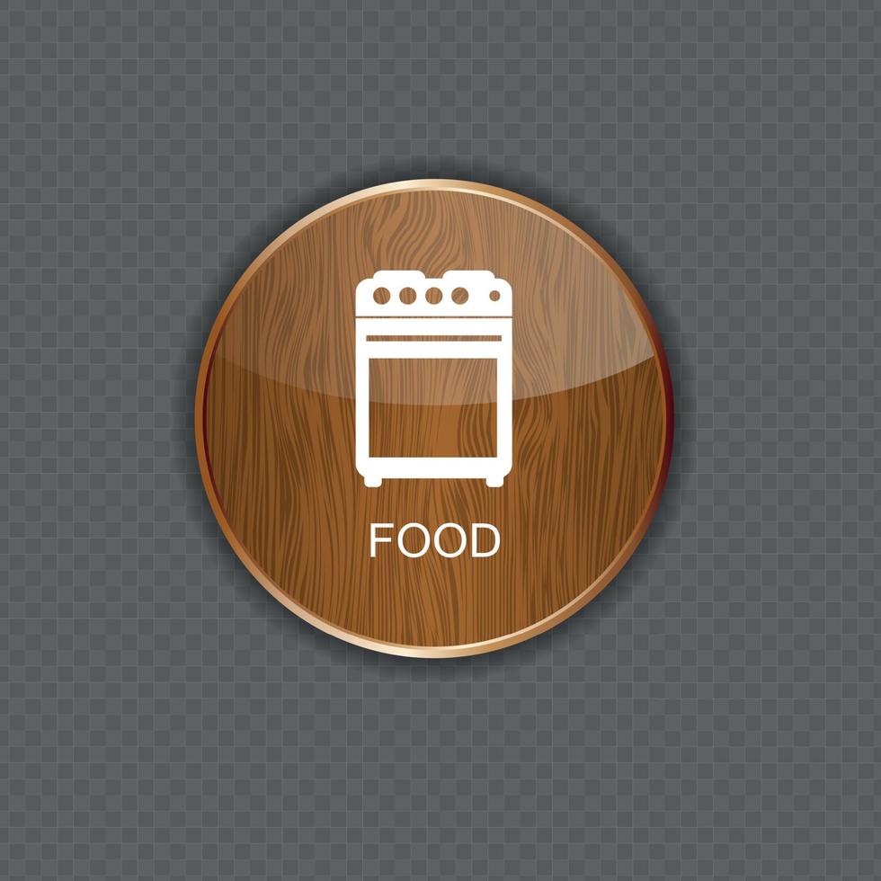 icônes d'application de bois de nourriture et de boisson vecteur