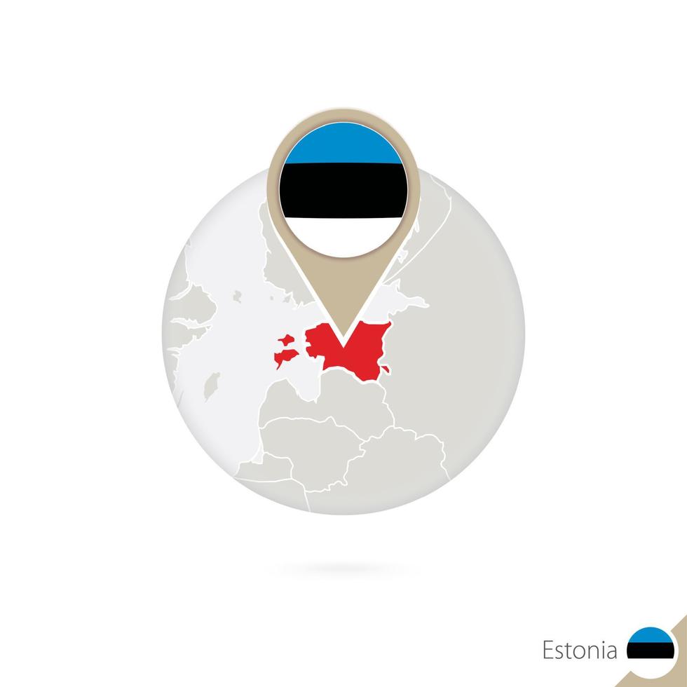 carte de l'estonie et drapeau en cercle. carte de l'estonie, épinglette du drapeau de l'estonie. carte de l'estonie dans le style du globe. vecteur
