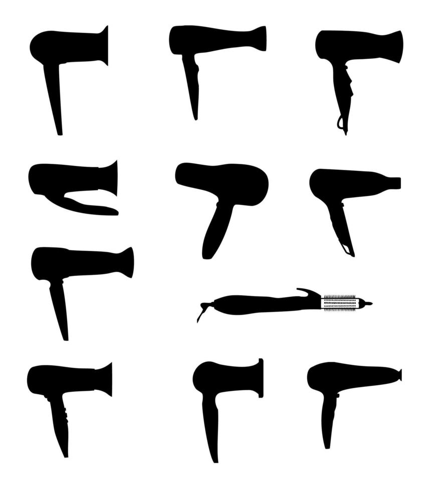 sèche-cheveux silhouettes illustration vectorielle vecteur