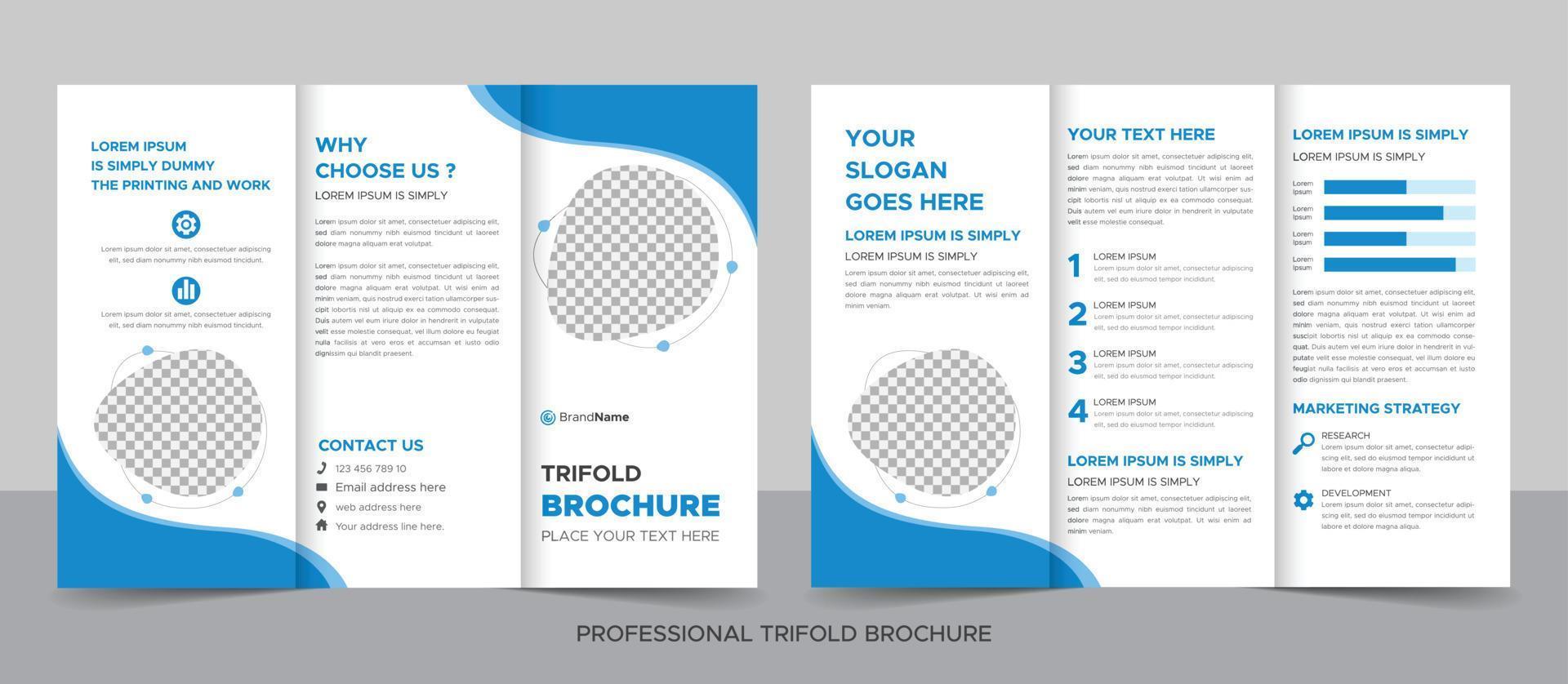 modèle de conception de brochure à trois volets pour votre entreprise, votre entreprise, votre entreprise, votre publicité, votre marketing, votre agence et votre activité Internet. vecteur