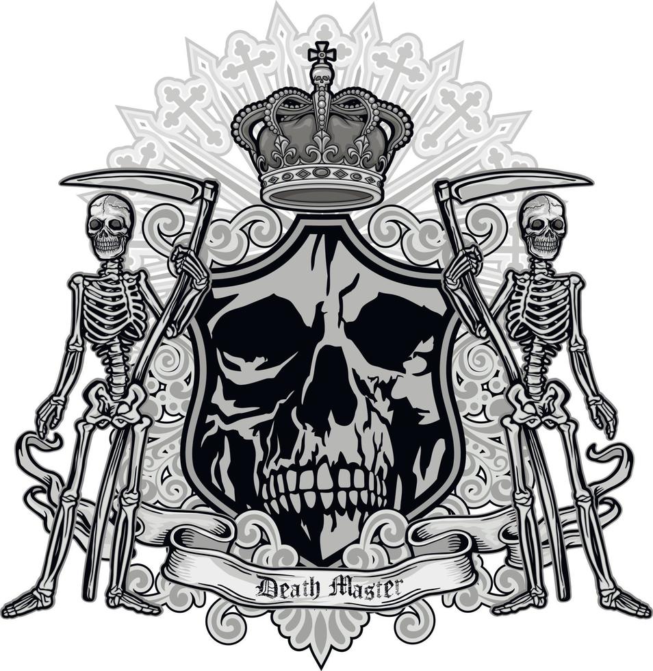 signe gothique avec squelette, t-shirts grunge vintage design vecteur