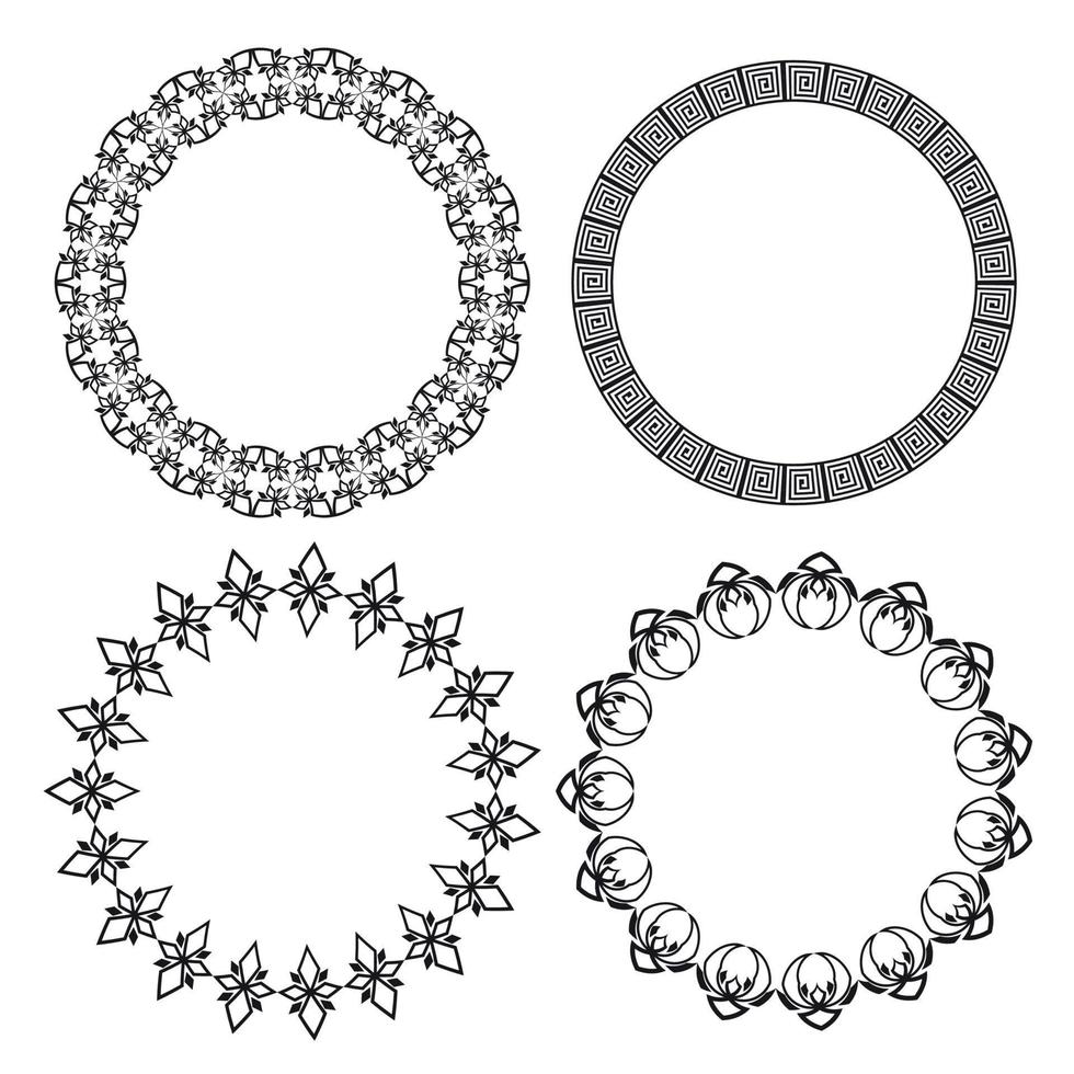 illustration vectorielle ornementale ronde ethnique monochromatique vecteur