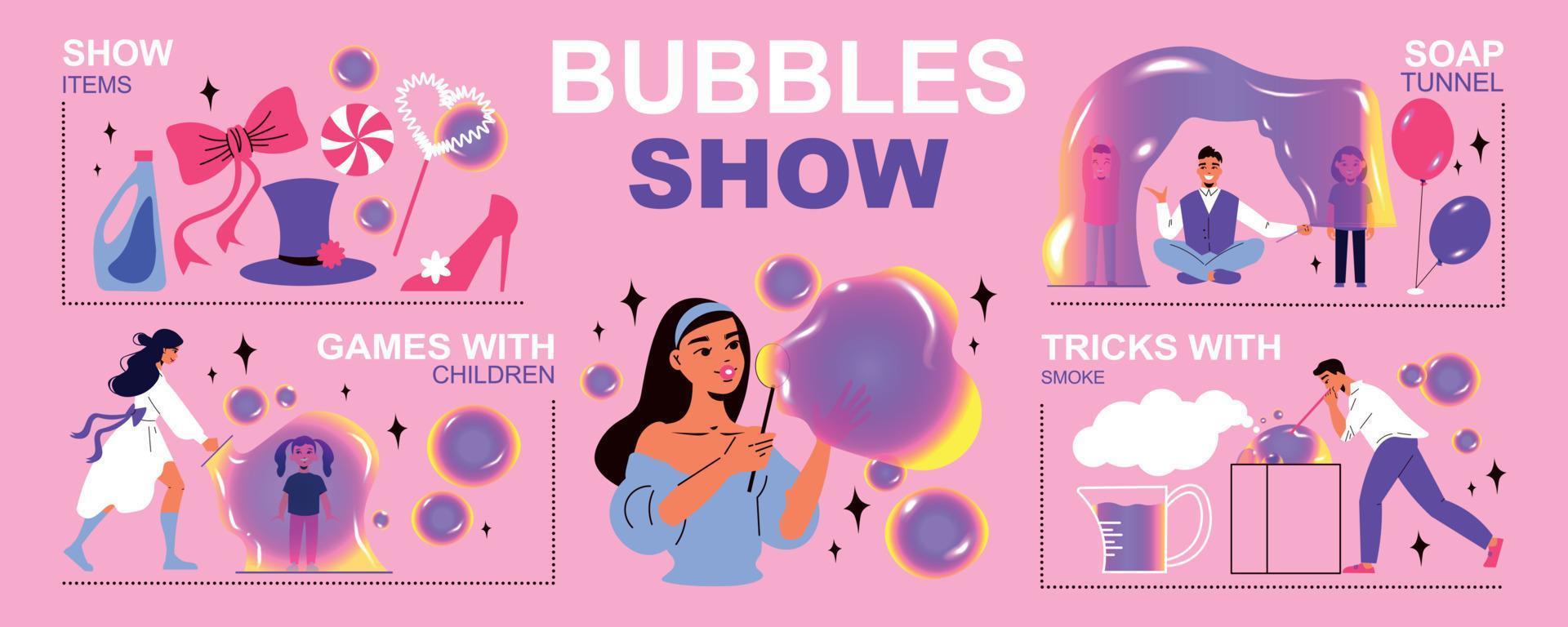 ensemble de spectacle de bulles de savon vecteur