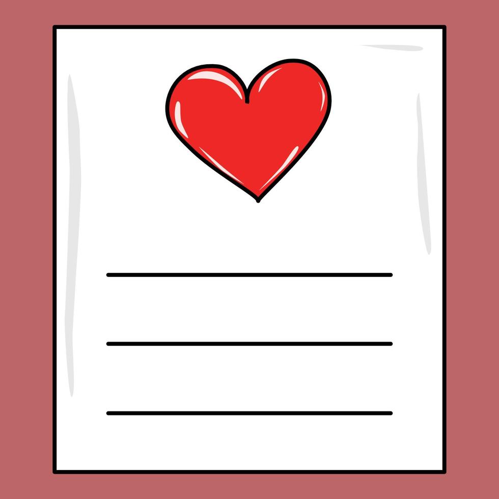 feuille de papier avec coeur rouge vecteur