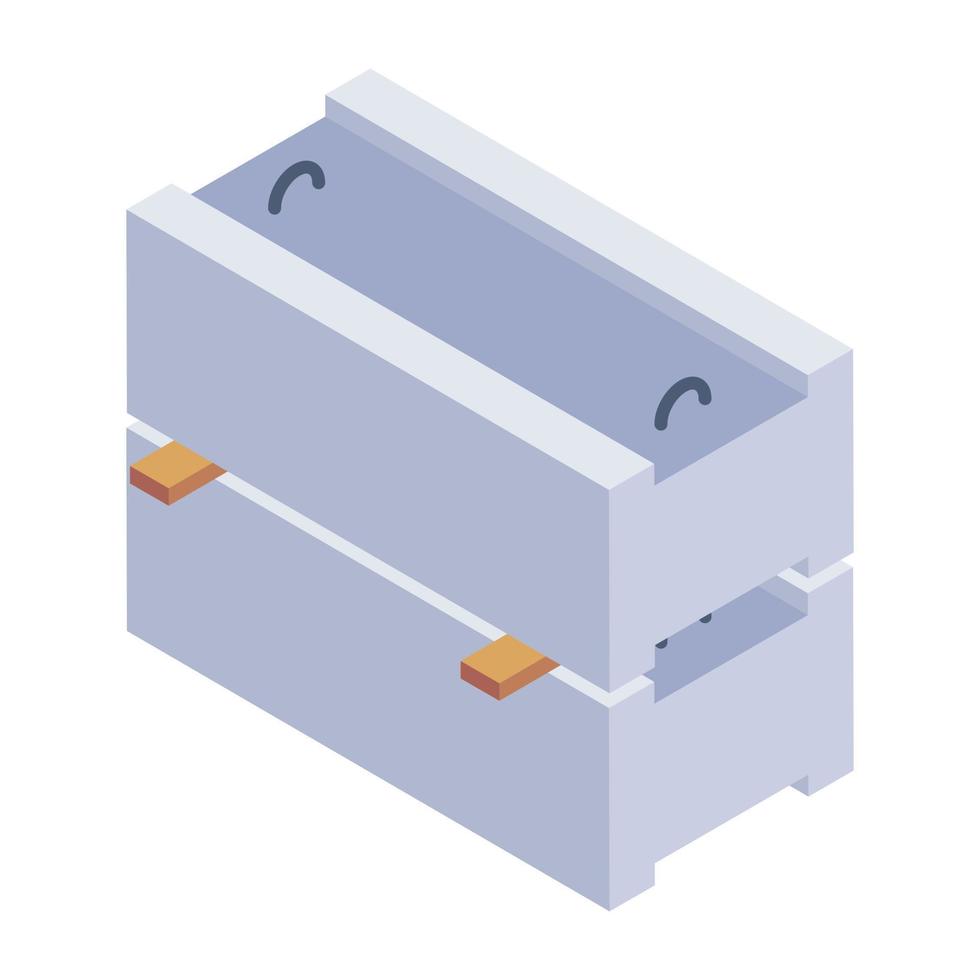 icône isométrique de blocs de béton conçue de manière créative vecteur