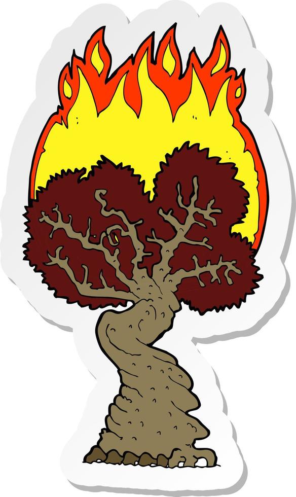 autocollant d'un arbre brûlant de dessin animé vecteur