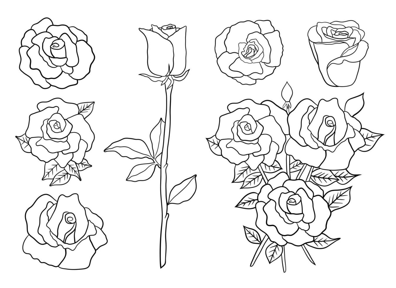 illustration de conception de vecteur de roses isolé sur fond blanc