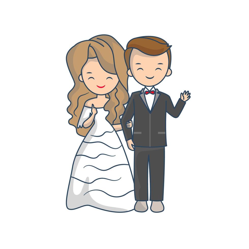 illustration de mariage couple mariés vecteur