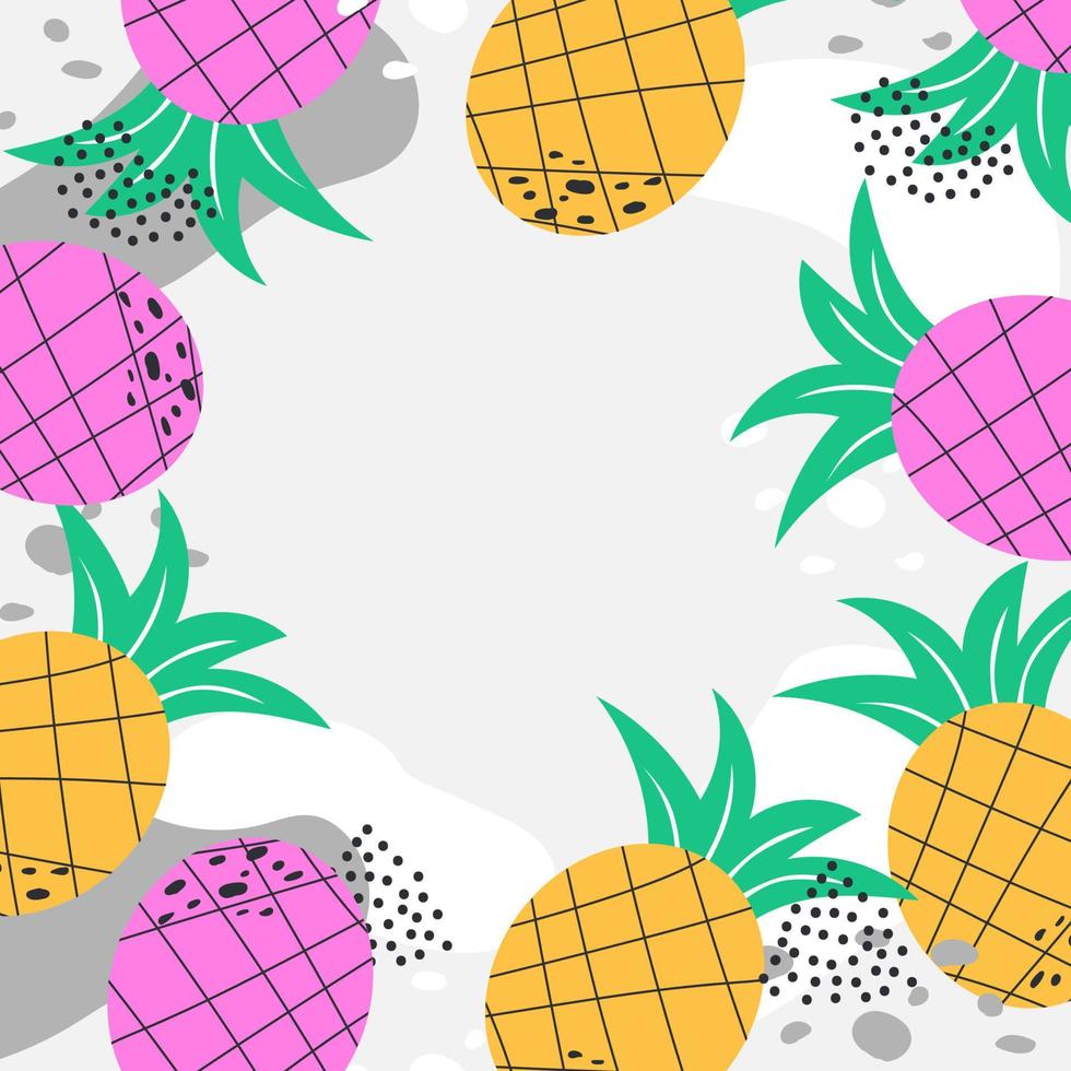 modèle vectoriel avec cadre d'ananas. fond tropical d'été