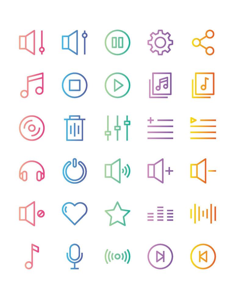 musique et multimédia icon set 30 isolé sur fond blanc vecteur