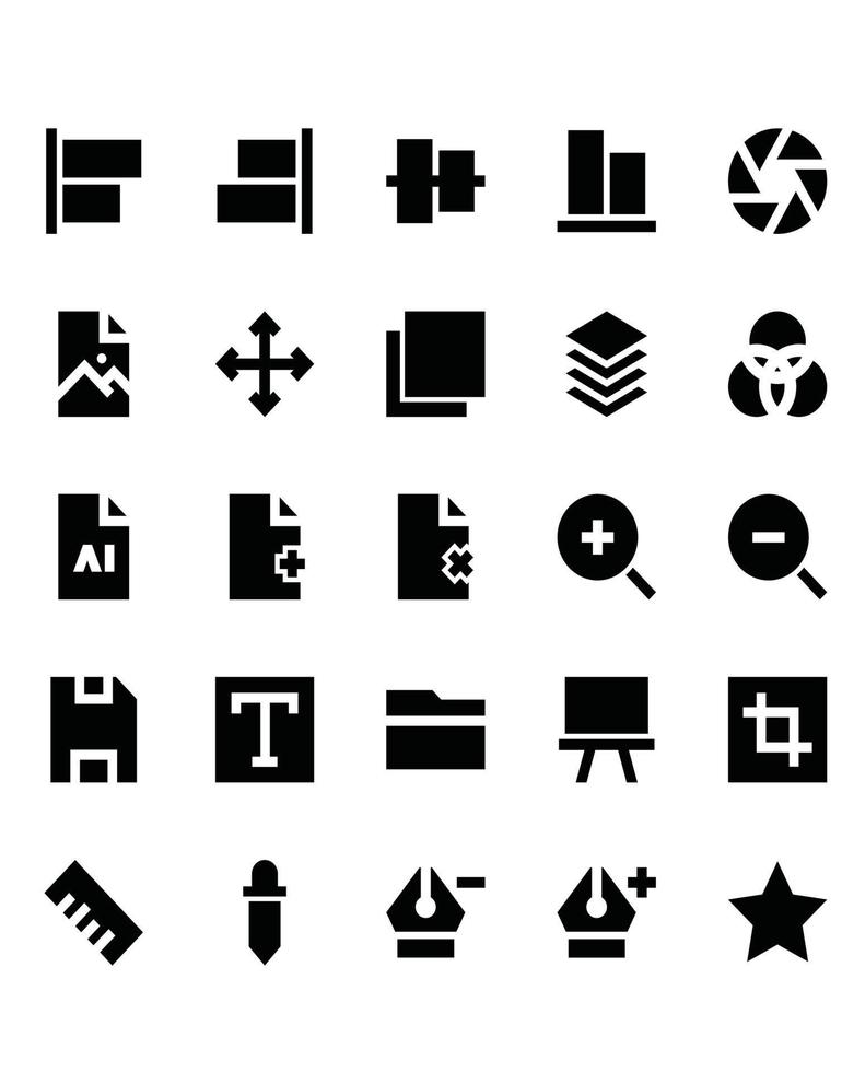 graphiste icon set 30 isolé sur fond blanc vecteur