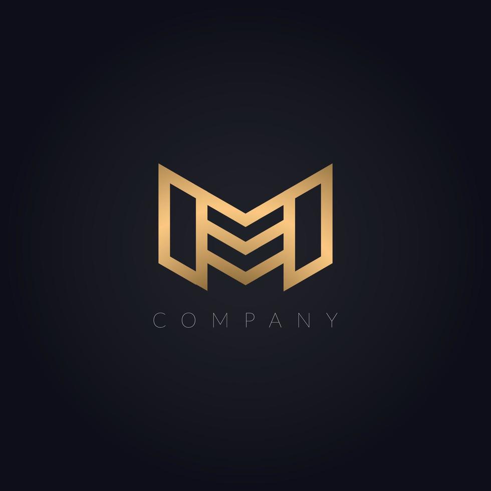m logo d'icône de lettre basée sur l'initiale - monogramme m créatif moderne unique, icône de couleur or artistique luxueuse et élégante m. vecteur