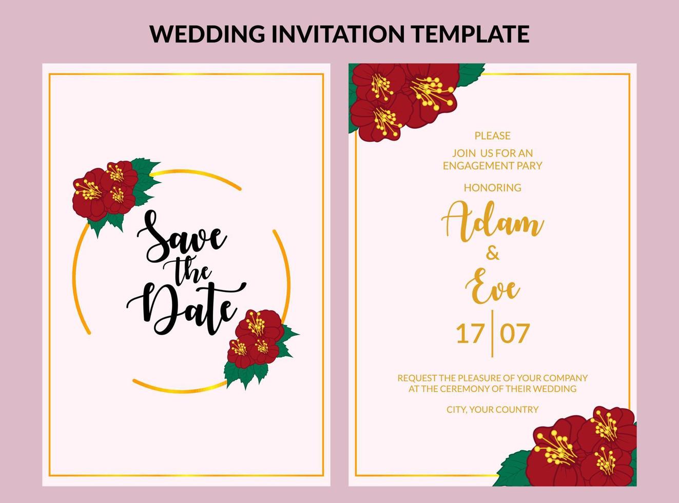 modèle d'invitation de mariage vecteur