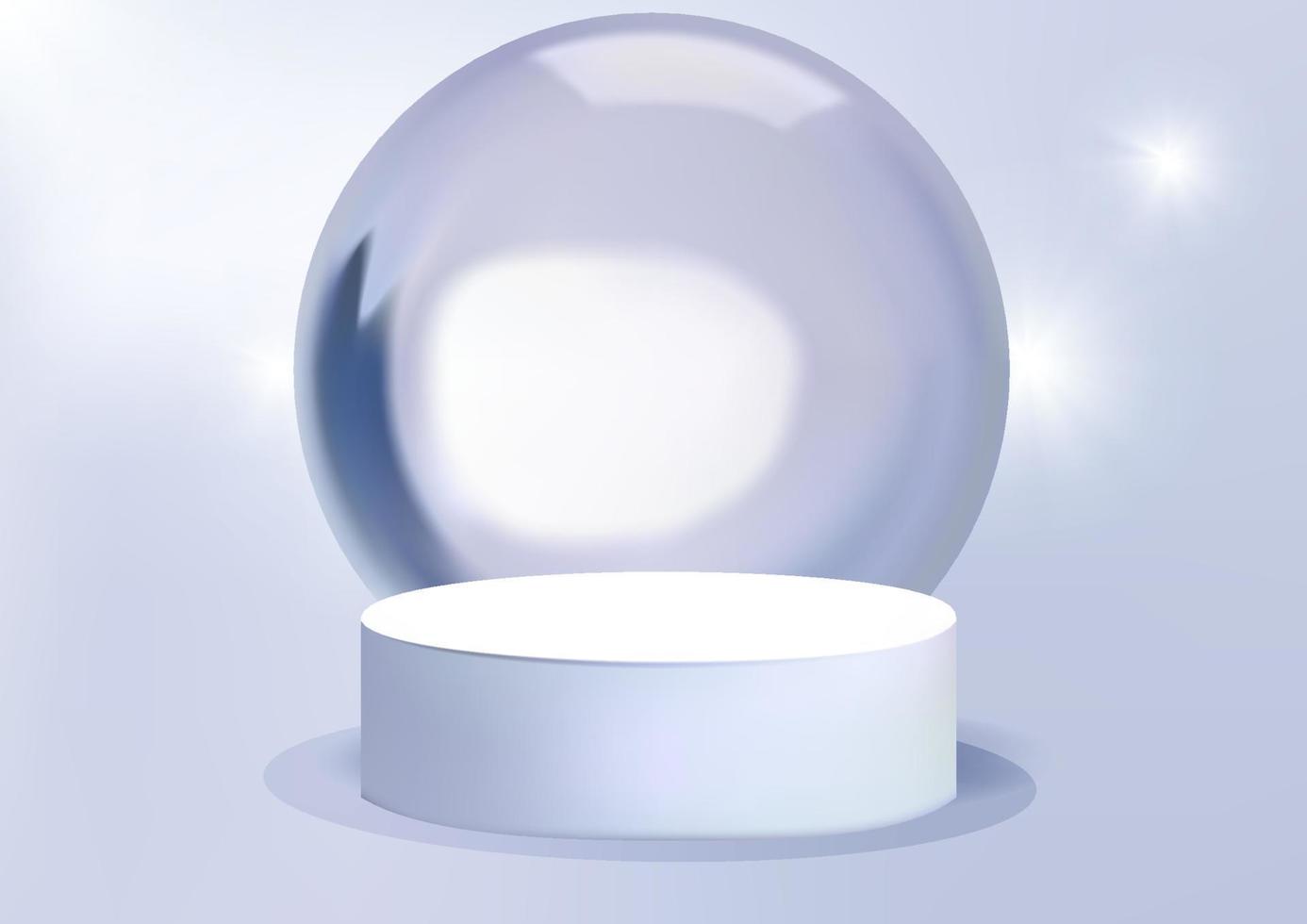 podium avec boule de verre sur fond blanc pour l'affichage de la scène des produits cosmétiques et de mode de luxe. illustration vectorielle réaliste vecteur