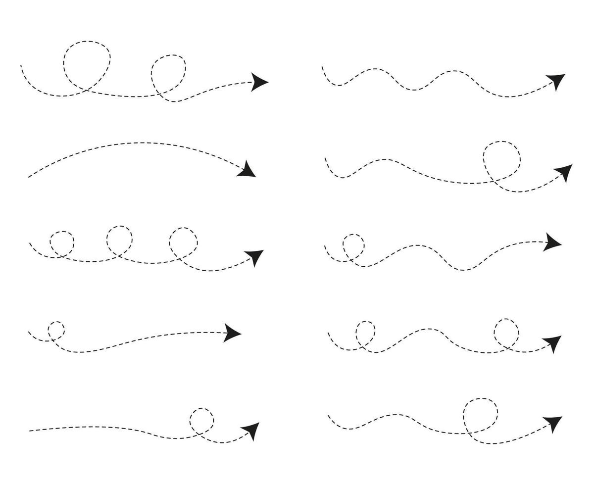 ensemble de flèches en pointillés vecteur