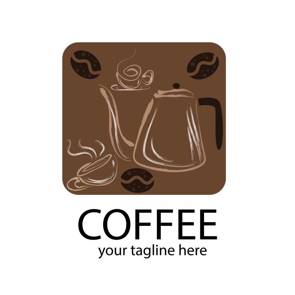 illustration vectorielle de café expresso dessiné à la main et cafetière. café expresso et cafetière logo vintage. vecteur