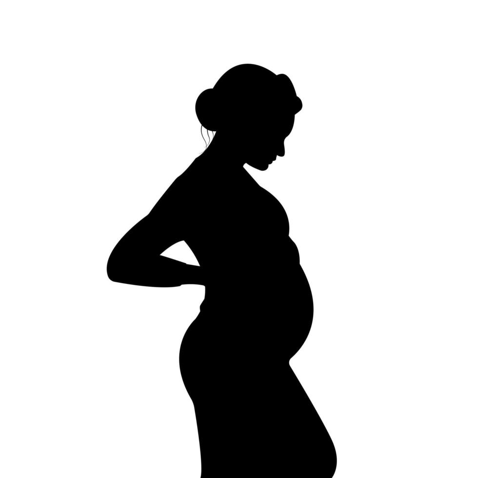 silhouette d'une fille enceinte. femme enceinte. la future mère serre son ventre. illustration vectorielle isolée sur fond blanc vecteur