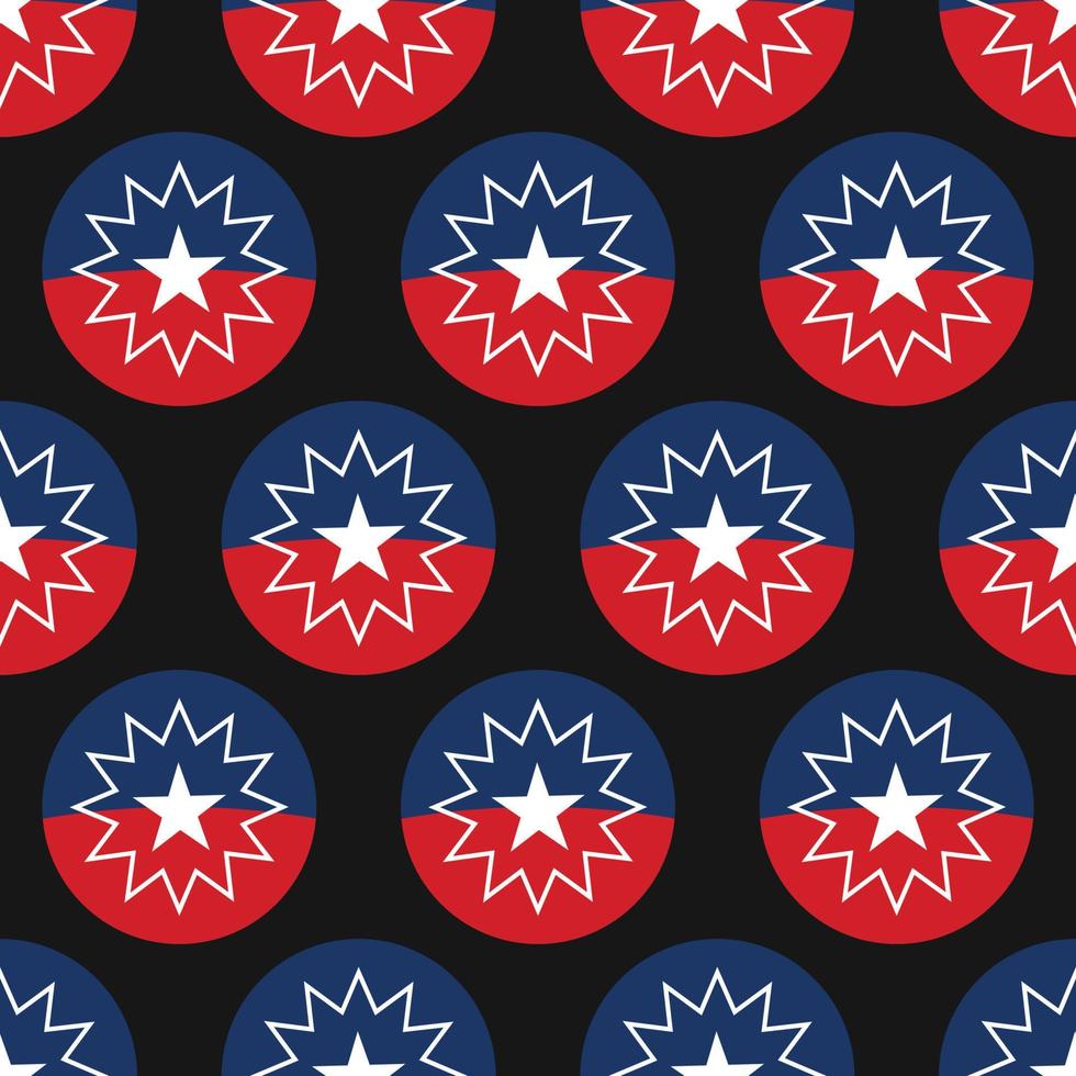 Juneteenth motif de fond sans couture avec conception de cercle de badge rond Juneteenth Freedom Day drapeau bleu rouge avec étoile blanche sur fond noir. célébration afro-américaine aux états-unis. vecteur