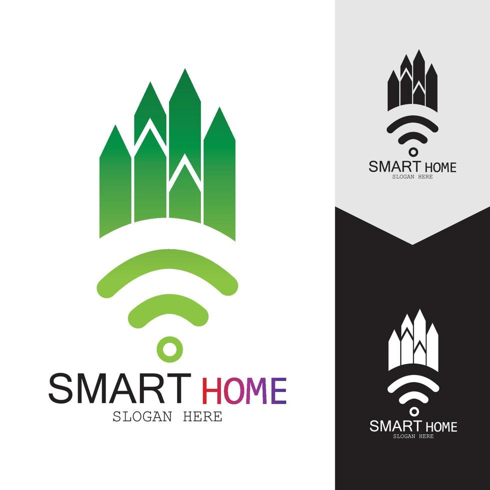 logo vectoriel de maison wifi.smart city tech icône vecteur. ville net logo concept vecteur