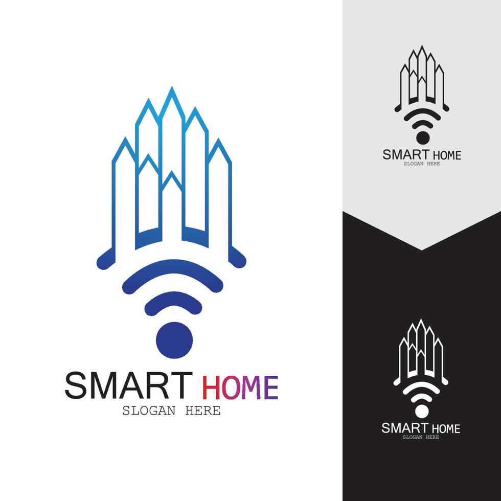 logo vectoriel de maison wifi.smart city tech icône vecteur. ville net logo concept vecteur